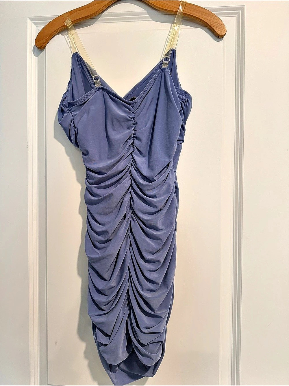 Blue Ruched Mini Dress New - Picture 2 of 2